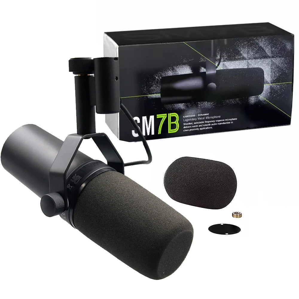 SM7B Cardioid Dynamic Microphone for Studio Recording Podcasting with Smooth Audio Response and  Black Metal Mic