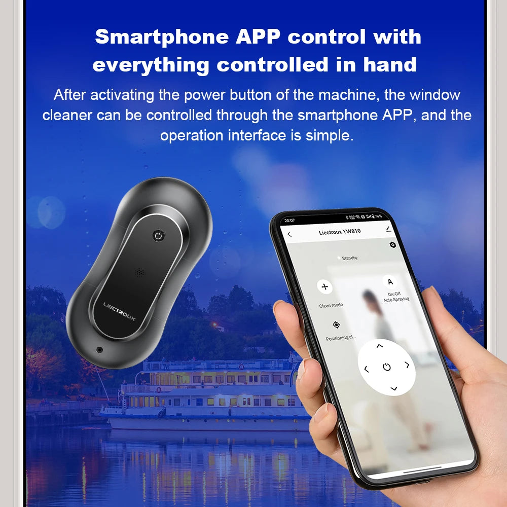 Window Cleaning Robot Liectroux YW810,2-Way Water Spray,Smart Memory,Laser Sensor,Ultra-thin Robot vacuum cleaner, APP Control