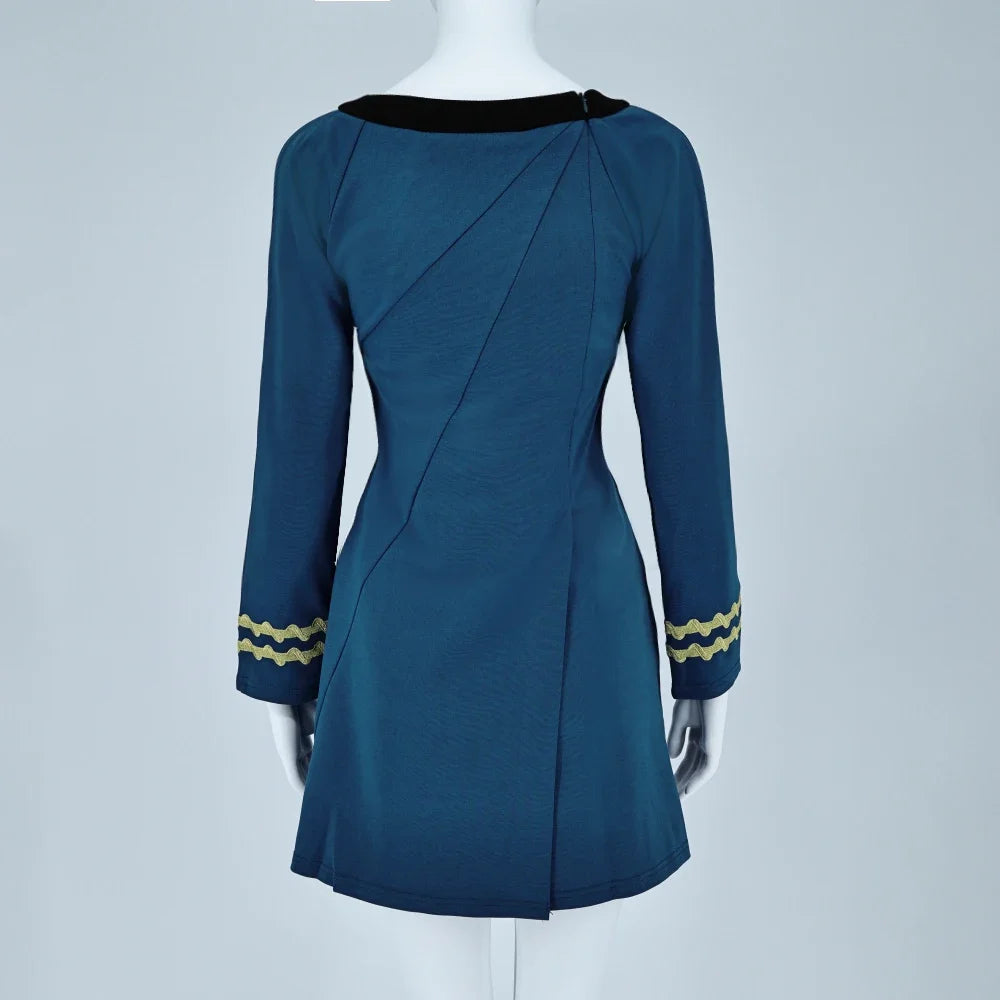 Halloween Costume Startreks Female Uniform Dress Duty TOS Cosplay Costume Red Blue Halloween Party Prop
