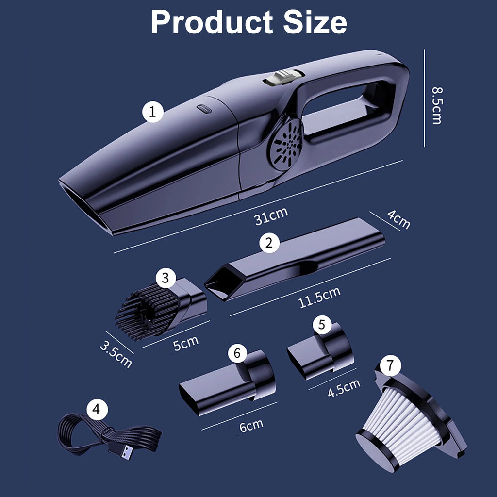 New Portable Car Vacuum Cleaner High Suction Dry and Wet Dual-use Vacuum Powerful Mini Vacuum Cleaner Suitable for Car Interiors
