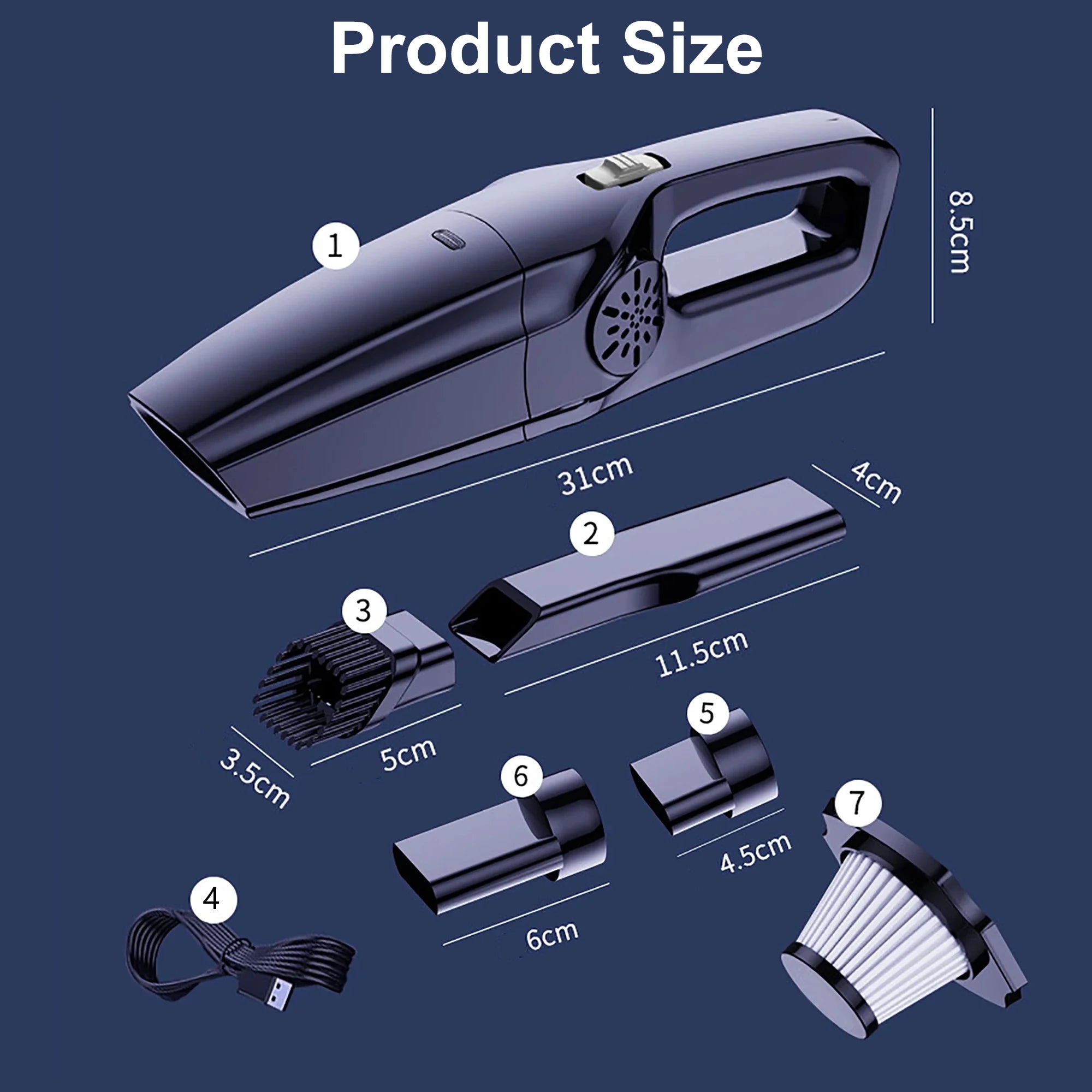 New Portable Car Vacuum Cleaner High Suction Dry and Wet Dual-use Vacuum Powerful Mini Vacuum Cleaner Suitable for Car Interiors