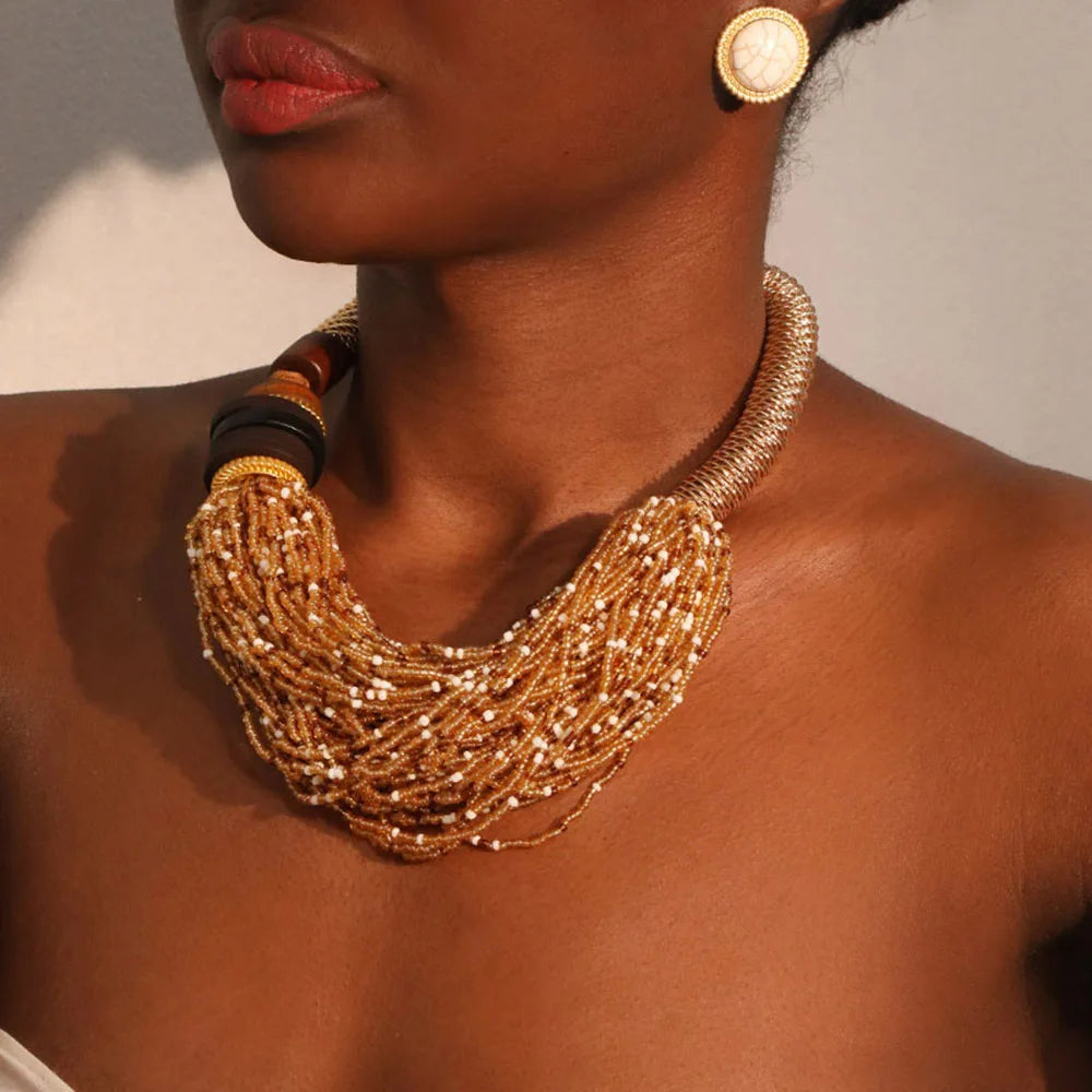 New Fashion Bohemian Statement Necklace Handmade for Women Girl Trendy Beach Party Jewelry