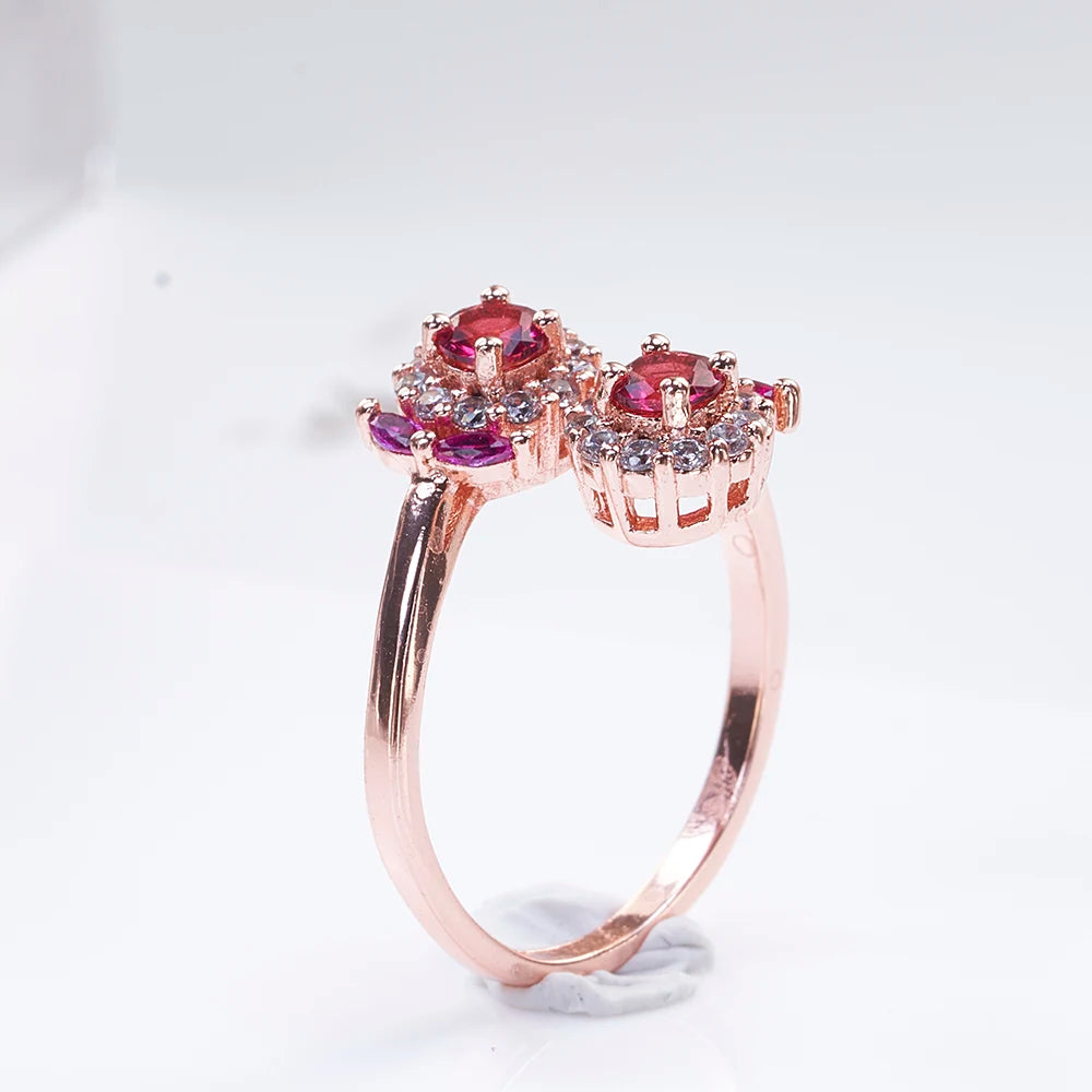 Ruby gemstone ring for charm lady silver  jewelry rose gold color female dating party fine dating jewelry gift