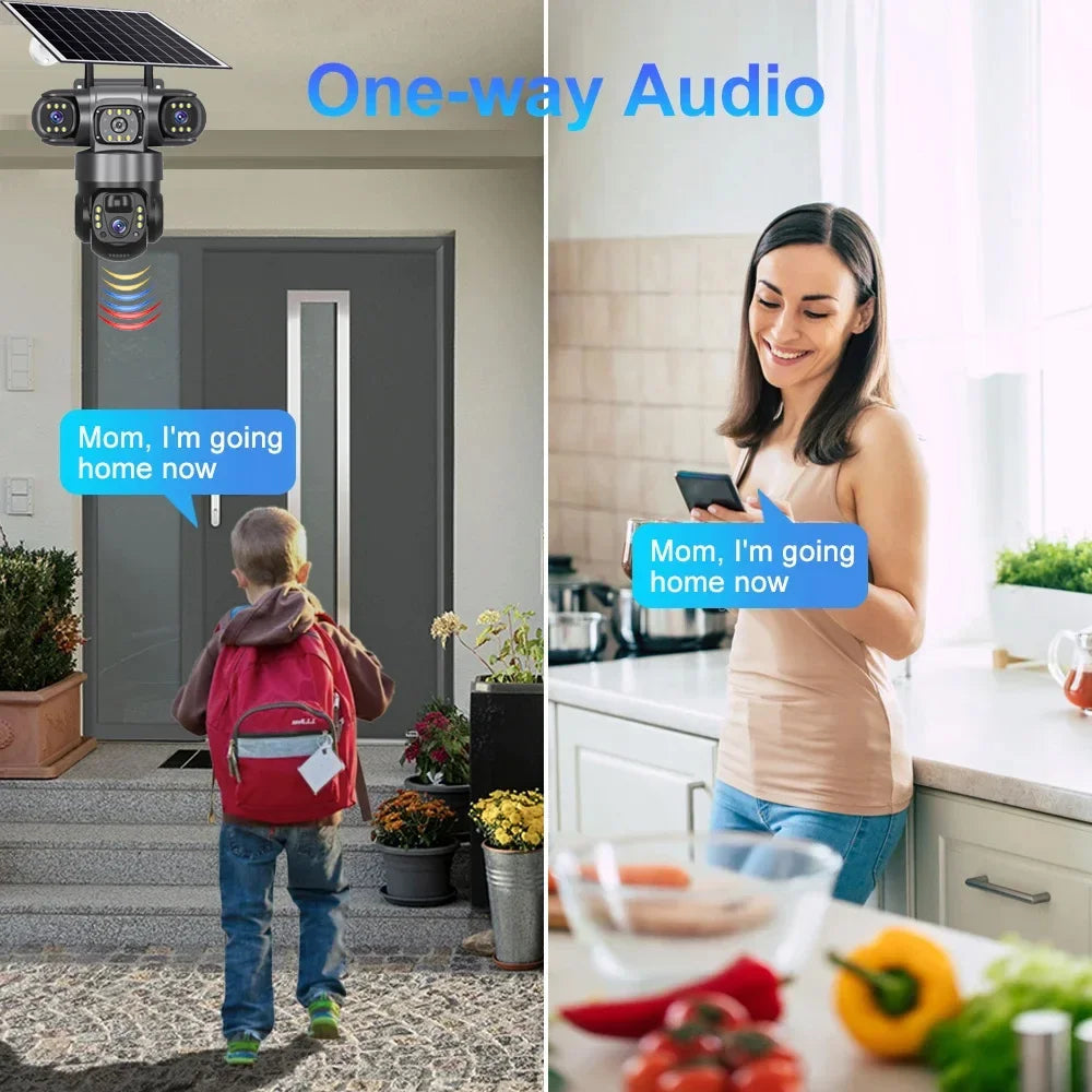 Solar Camera 4G Sim Outdoor 3 Lens 3 Screen 10X Zoom PIR Human Detect Cameras Waterproof Night Vision CCTV Security Protection