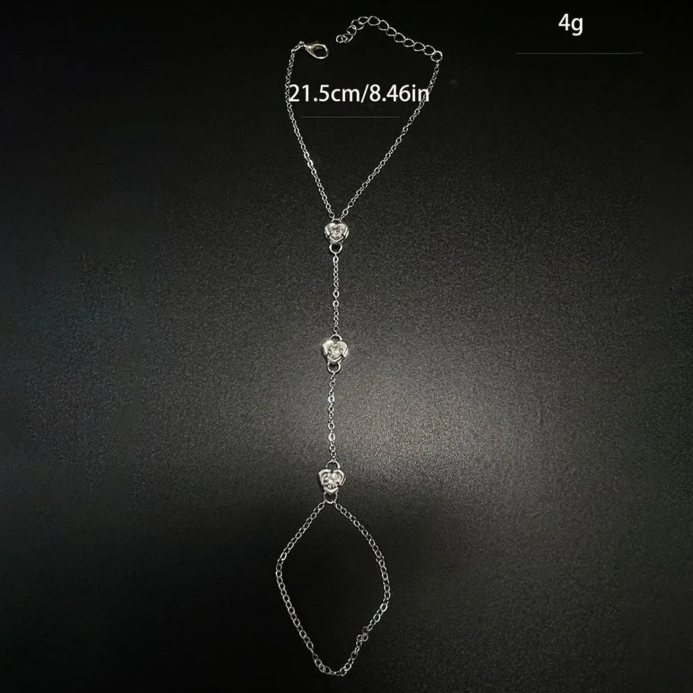 Fashion New Heart Bracelet Hand Chain Wristlet Ring Jewelry Party Accessories Bracelet Women Elegant Handmade Dainty Adjustable