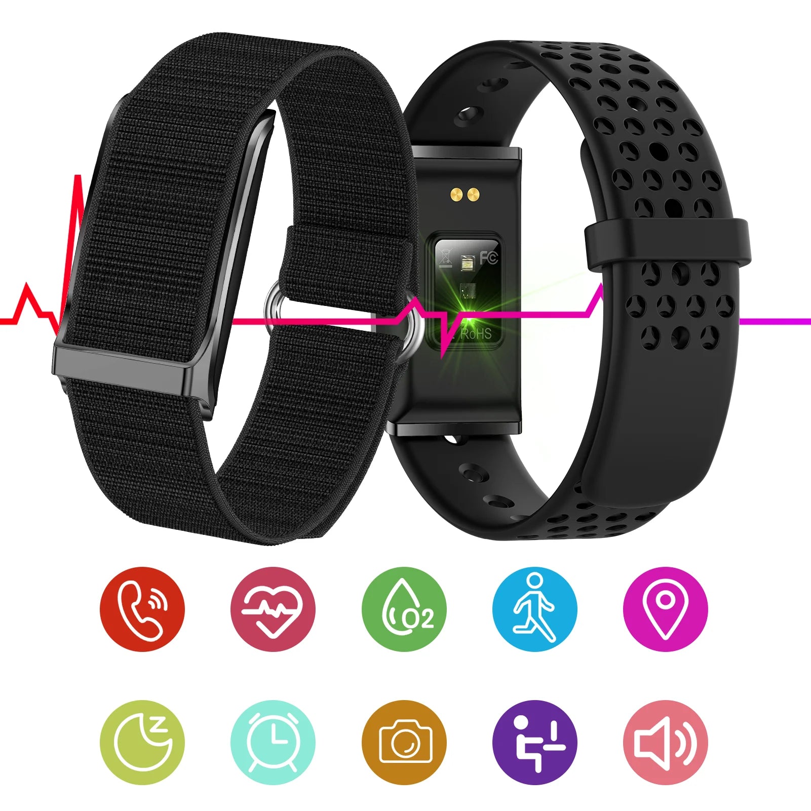 Smart Bracelet Women Men Heart Rate Blood Pressure SpO2 Sleep Tracker Activity & Fitness Trackers 170+ Sports Modes Wristbands