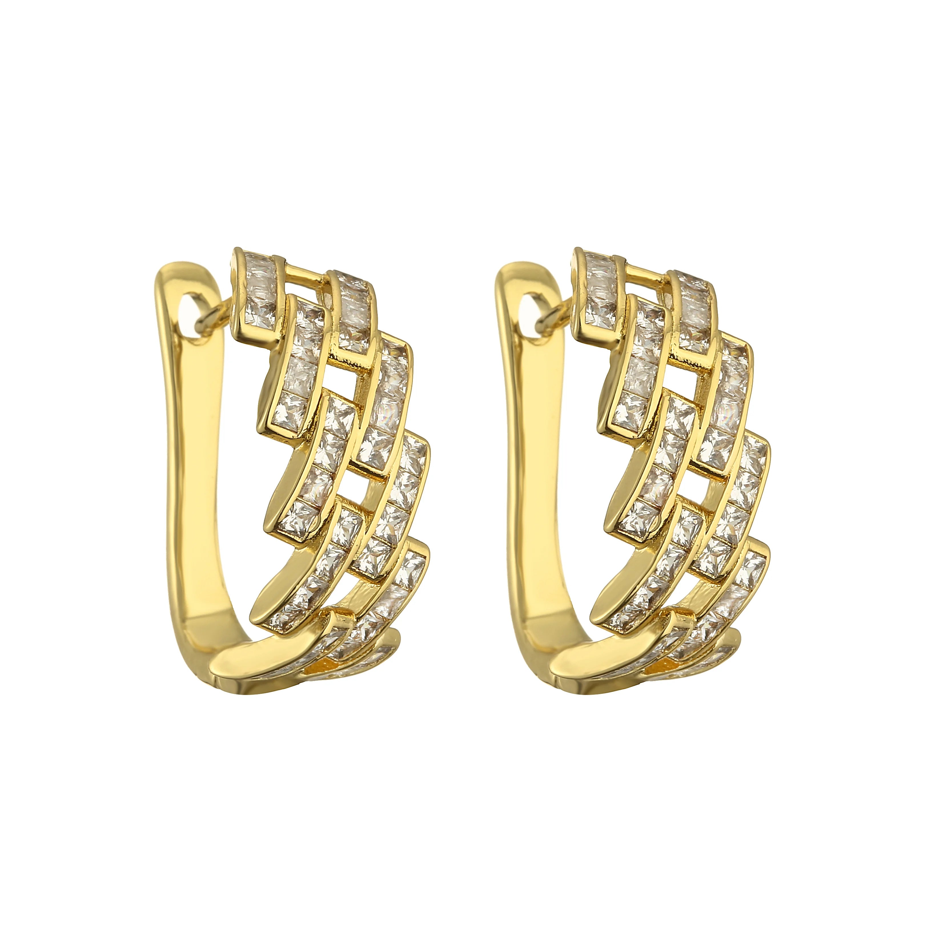 HECHENG, Top Quality Brass Zircon Earrings Bracelet Rings Jewelry Set for Women Fashion Jewelry Wholesale Fine Jewelry
