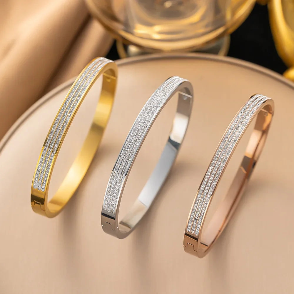 Gold Color Stainless Steel Colorfast Clasp Bracelets for Women Skyful Star Bracelet Light Luxury Paty Jewelry Gifts Wholesale
