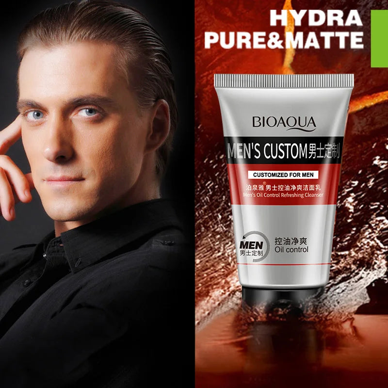 BIOAQUA Face Care Men Deep Cleansing Skin Care Facial Cleanser Moisturizing Whitening Acne Blackhead Exfoliating Cleanser