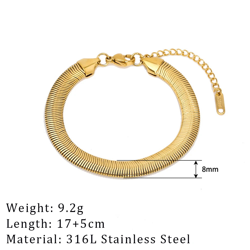 2024 New Wide Chunky Twist Bracelets For Women Gold Color Stainless Steel Link Cubic Chain Bangle Gift