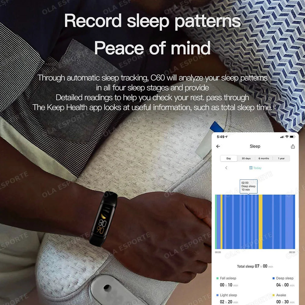 Men Women Health Smart Bracelet All-day Heart Rate Monitoring AMOLED Screen Fitness Clock Sports Smart Wristband Message Preview
