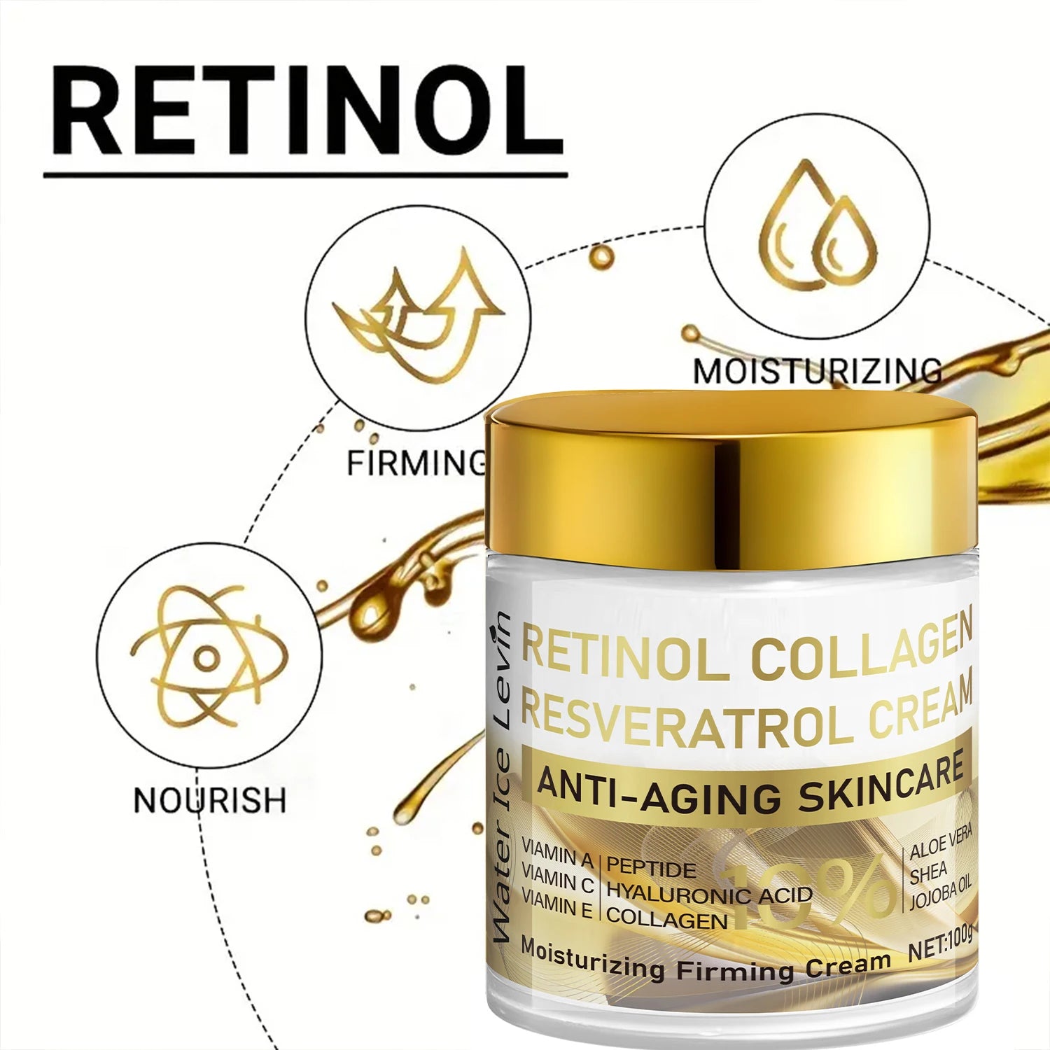 Vitamin a Collagen Firming Cream, Hyaluronic Acid, Day and Night Firming Moisturizing Cream, Gentle Ingredients, Moisturizing, Smoothing, Lifting Skin