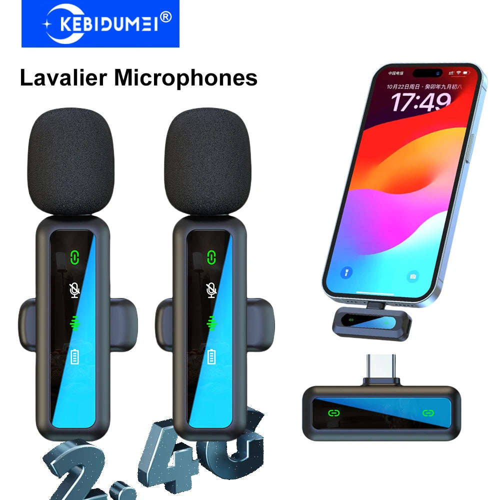 Lavalier Microphone Audio Video Recording 2.4G Wireless Mini Microphone for iPhone Android Phone for Live Broadcast Game Mic