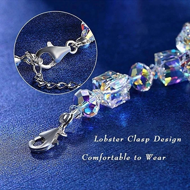 Delysia King 1pcs Women Trendy Cube Crystal Bracelet Luxurious Personality Versatile Wrist Chain Best Friend Gift