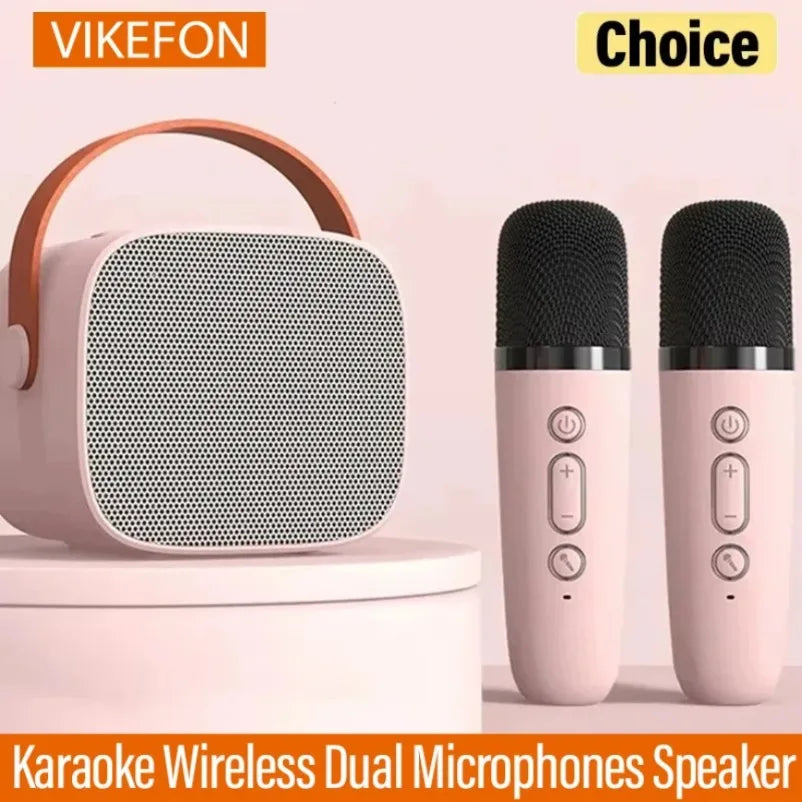 Karaoke Portable Wireless Dual Microphones Machine HomeKTV DSP System Bluetooth Speaker HIFI Stereo Surround For Kids Party Gift