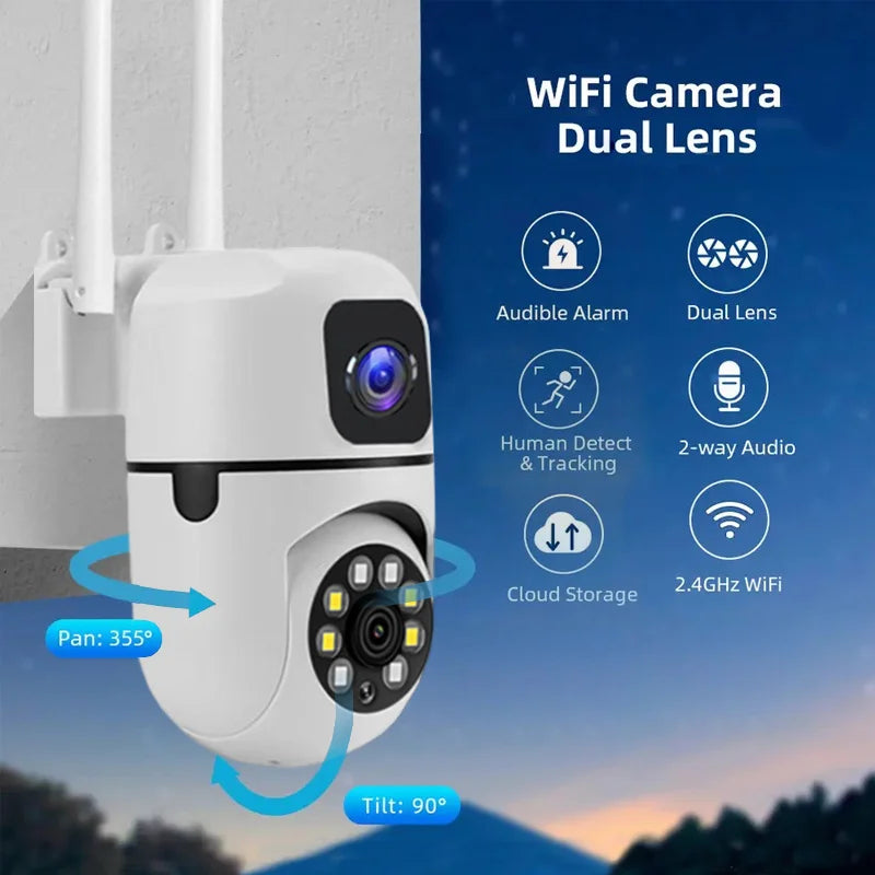 Smart WiFi Security Camera with Dual Lens 6MP HD Indoor PTZ Control Motion Detection IP Camera