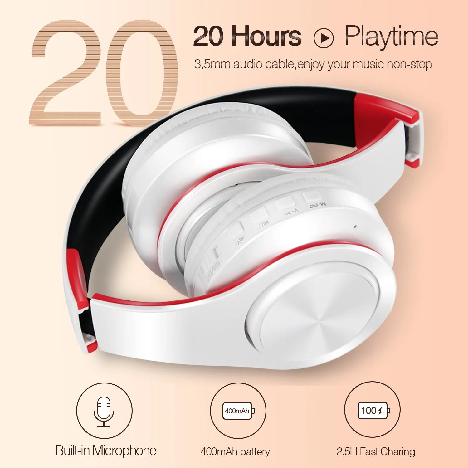 Best Headphones Wireless  Earphones with Microphone Digital Stereo Bluetooth Headset Card MP3 Player FM Radio Music for All