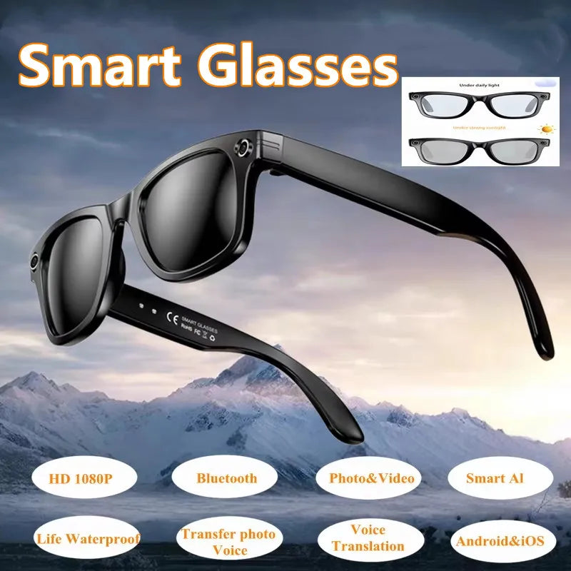 4K HD Smart Glasses 800W Pixel AI Camera Recognition Objects Photography Video Recording Bluetooth Calling Music Smart Glasses