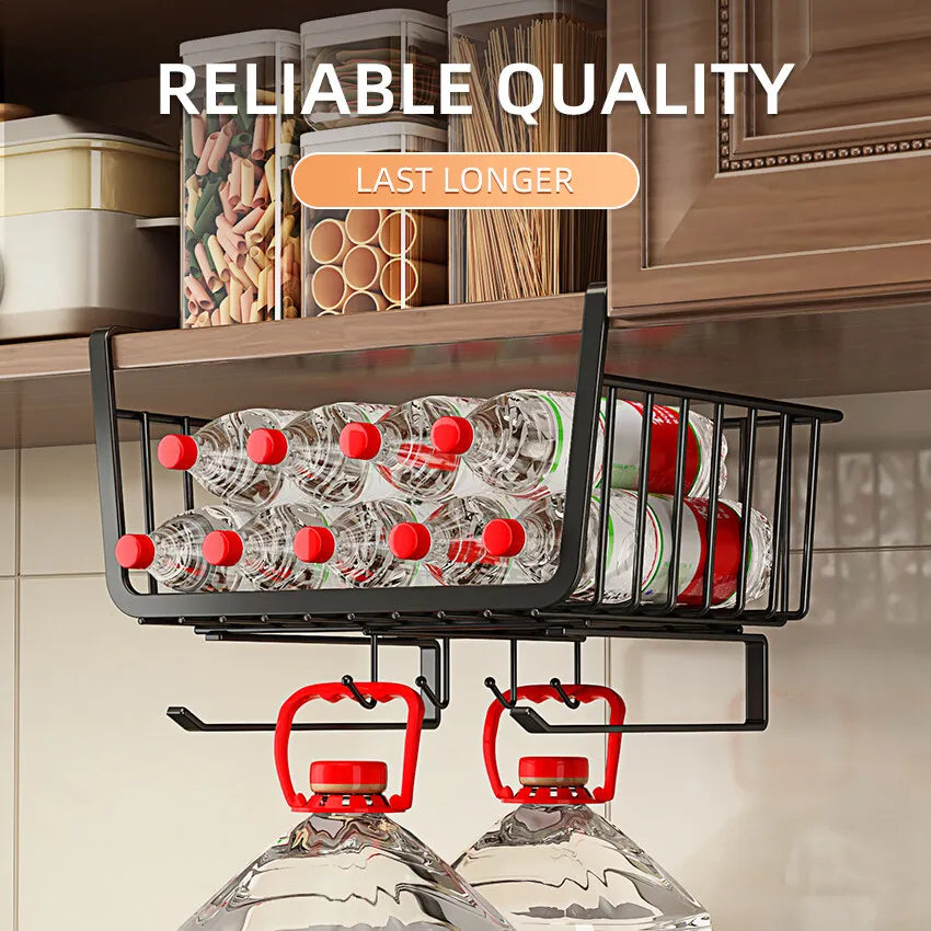 Kitchen Under Cabinet Basket Storage Shelf Tissue Cup Holder Closet Desk Hanging Rack Hollowed Pullout Drawer Sliding Basket