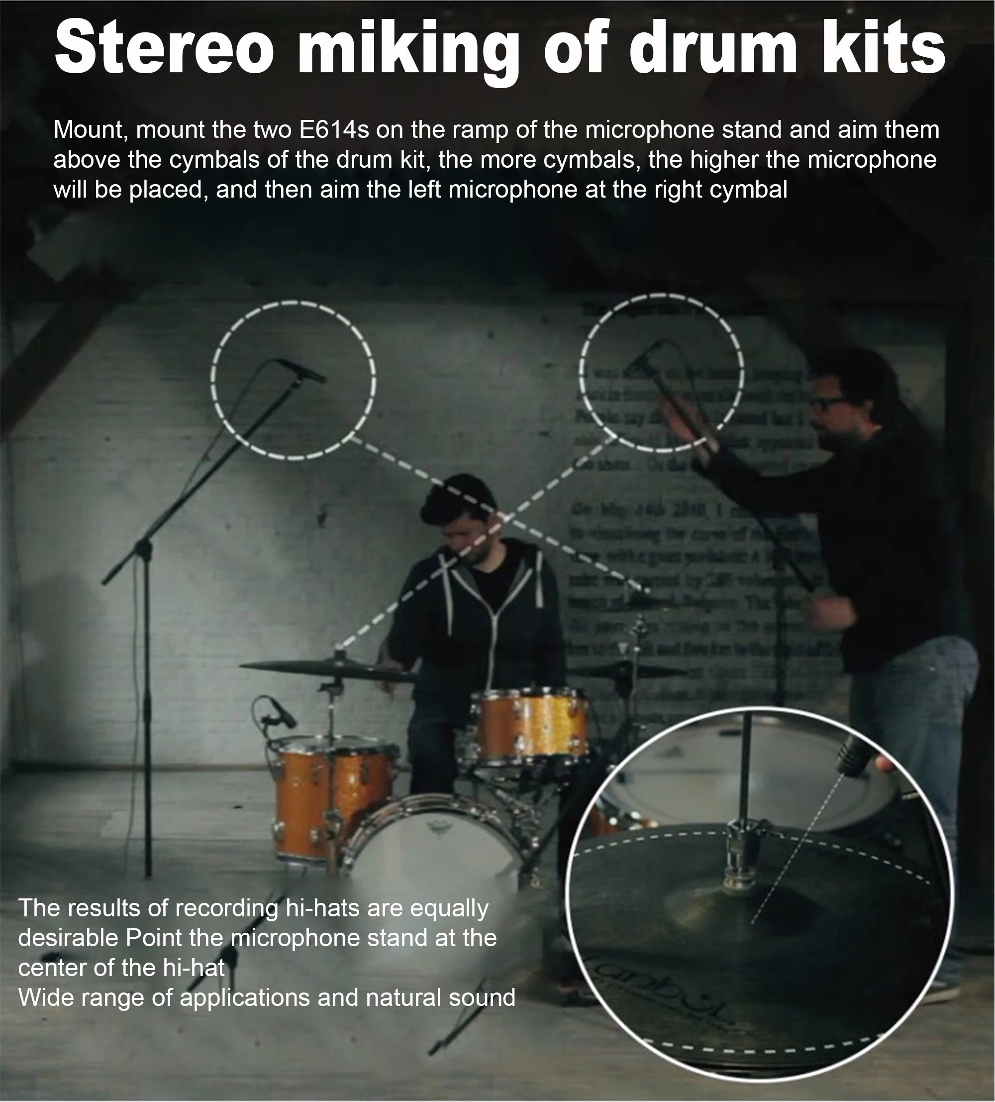 High quality E614 condenser instrument microphone cardioid instrument mic with clamp mount for Hot selling