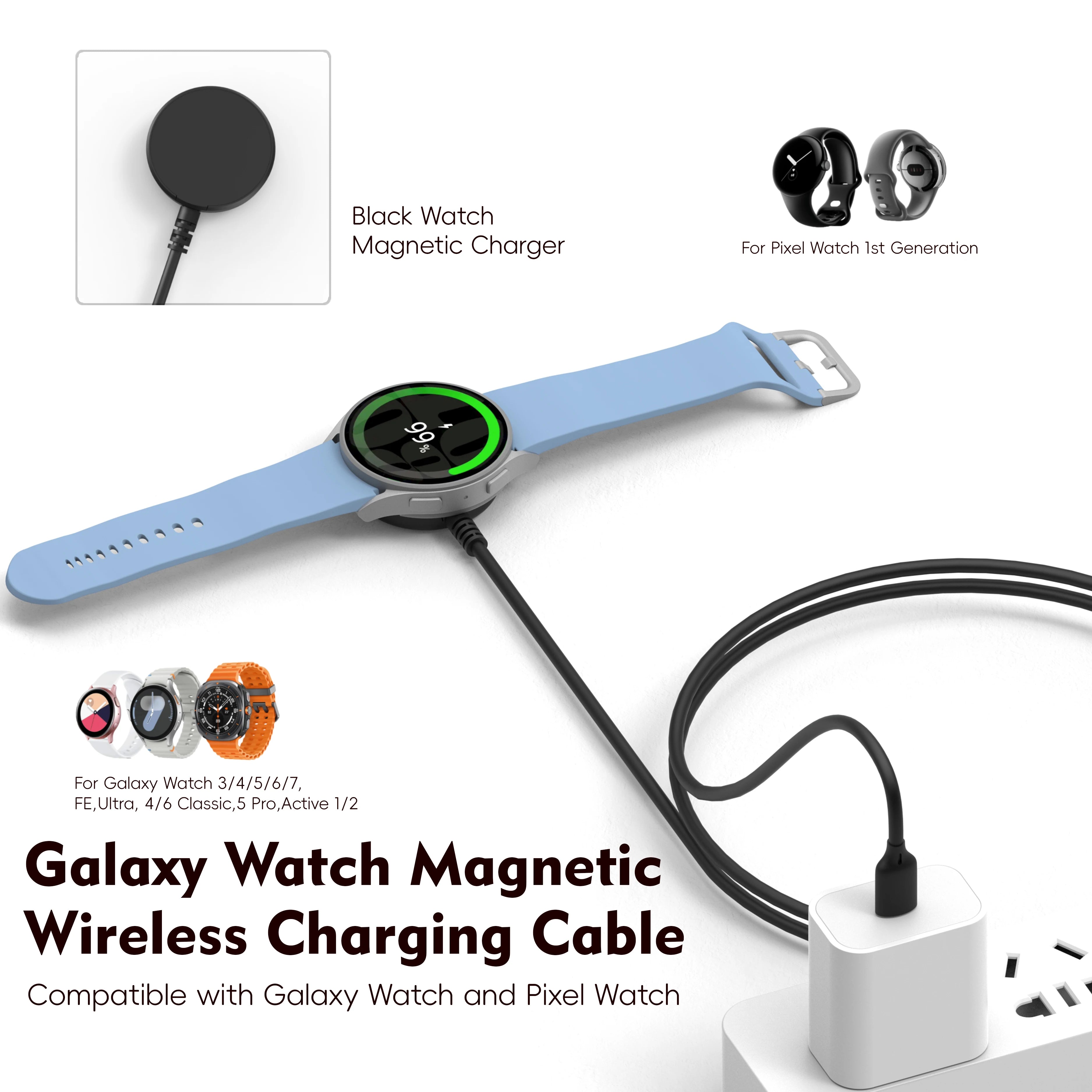 Wireless charger Galaxy Watch Charger for Galaxy Watch 3/4 5/6/7 Active1-2 Ultra FE  watch cable USB-A USB-C