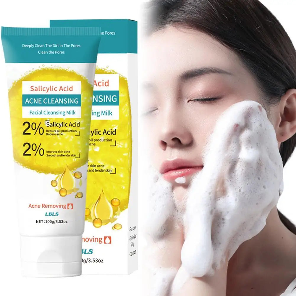100g Salicylic Acid Facial Cleanser Face Wash Foam Products Moisturizing Cleanser Skin Hydrating Facial Face Care Cleansing D6B0