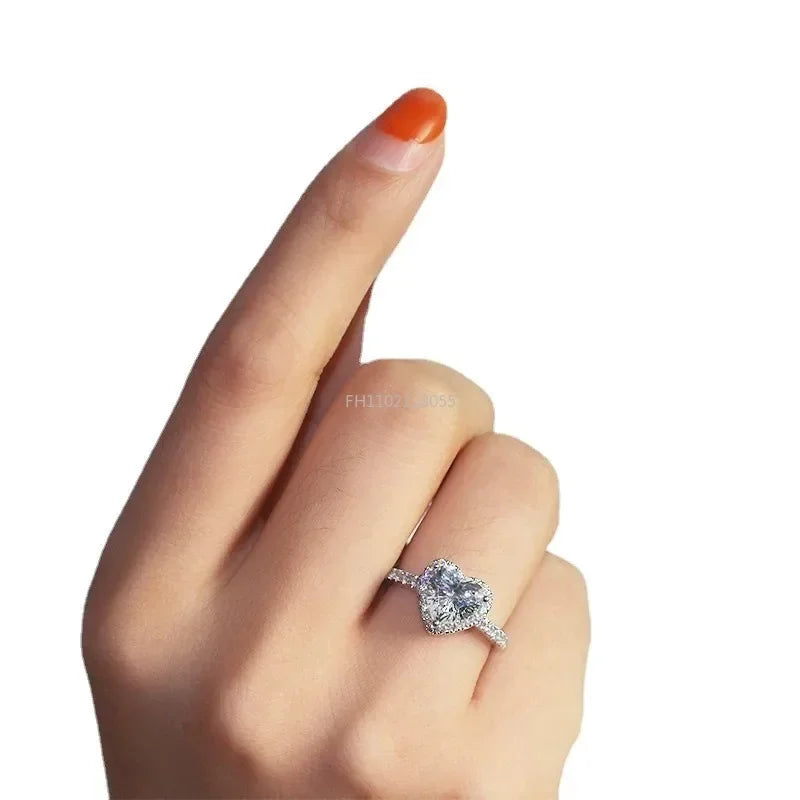 Fashion Heart Rings Wedding Engagement Bridal Jewelry Cubic Zirconia Stone Elegant Ring  Promise Ring for Women Girl Party Gift