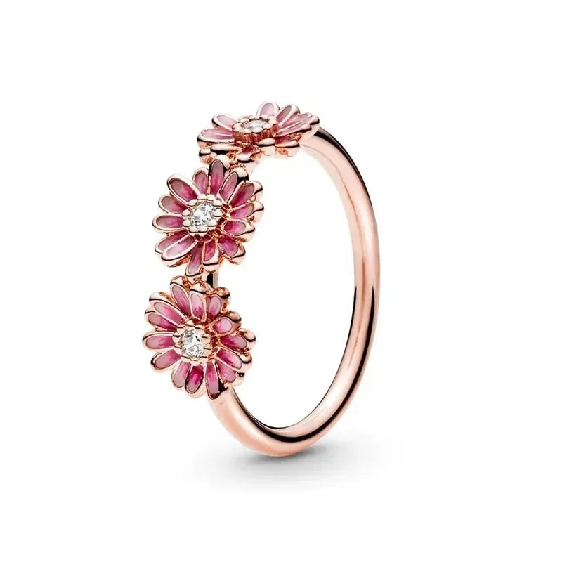 2025 New 925 Sterling Silver Sophisticated Rose Gold Radiant Crown Round Heart Ring Timeless Luxury Charm Jewelry Sweet Gifts