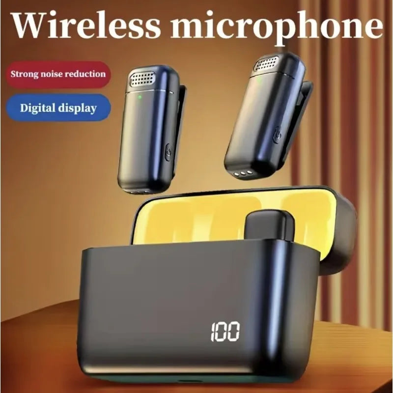 Wireless Lavalier Microphone Mini Portable Noise Reduction Video Recording Microphone for IPhone Android with Charging Box