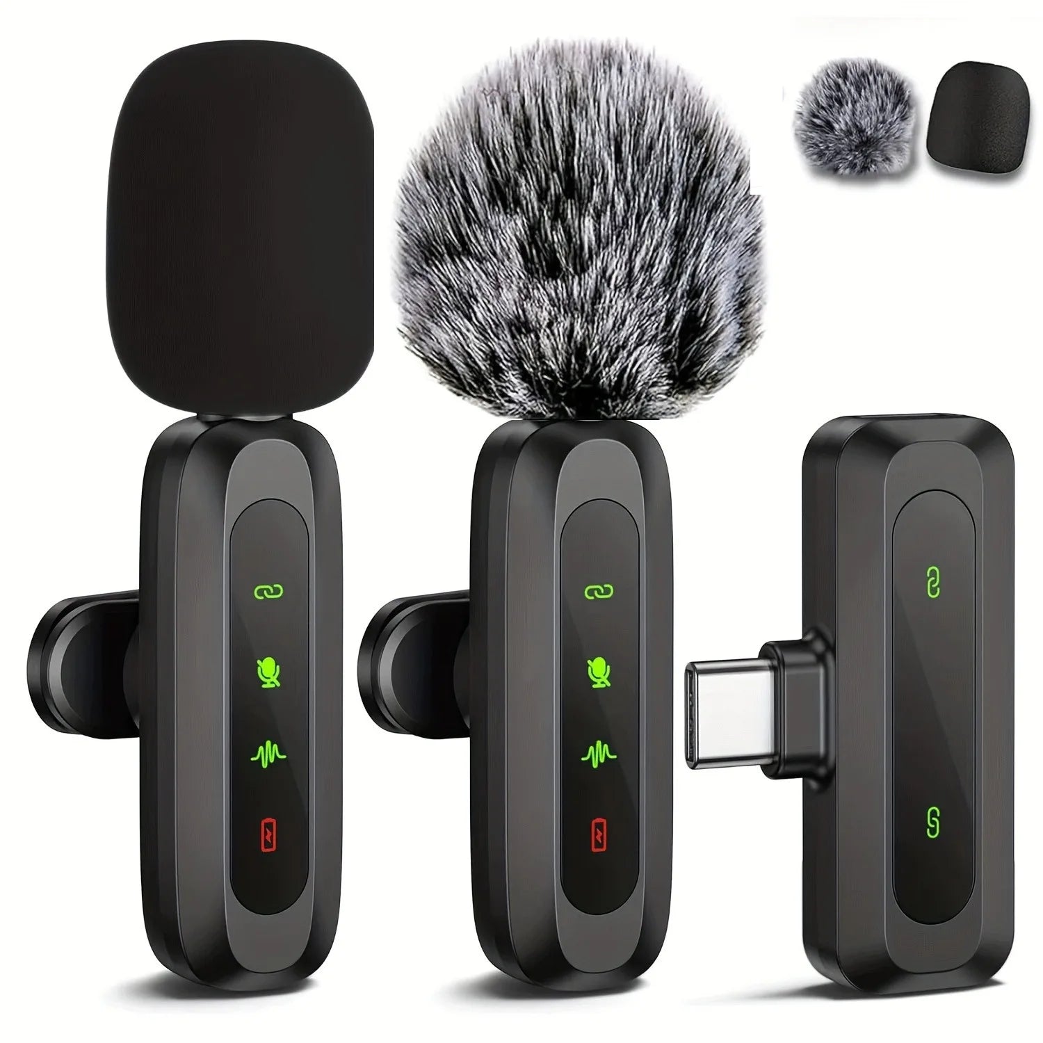 Lavalier Wireless Microphone 70mAh Rechargeable Battery Clip-On Podcast Mic for Streaming Vlogging Voice Recording Plug & Play