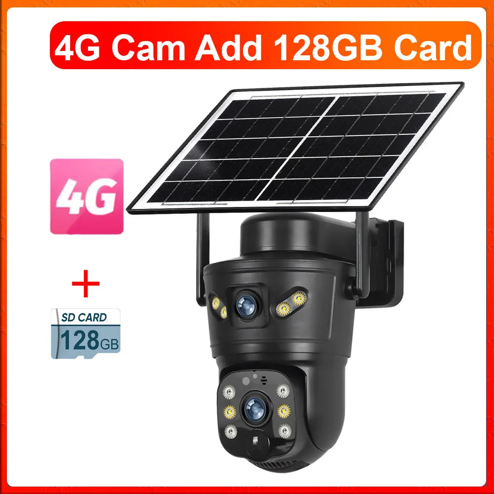 LS VISION 8MP 4G Solar Camera Outdoor WiFi Security Camera Dual Len PIR Night Vision Auto Tracking Waterproof  CCTV Monitor V380