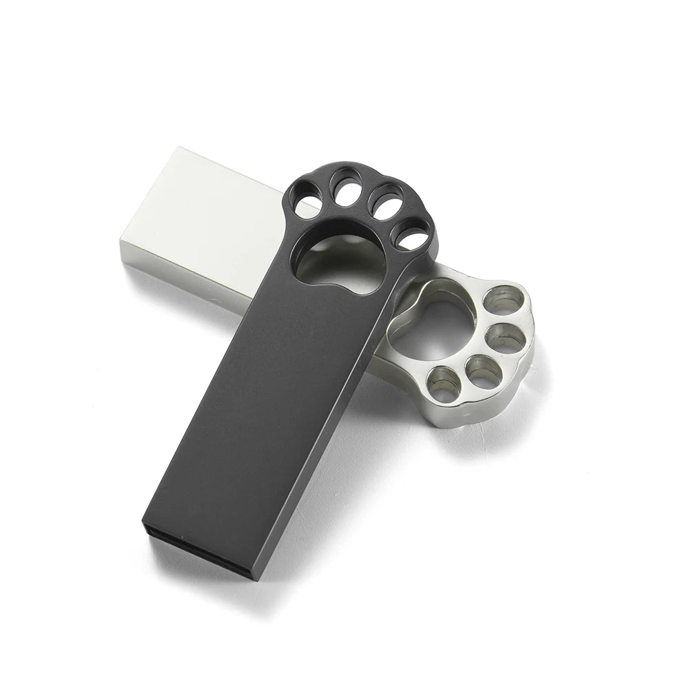 Beautiful Cat's Paw Metal USB Flash Drive 128GB Not Logo Memory Stick 64GB 100% Real Capacity Pendrive 32GB Creative Gift