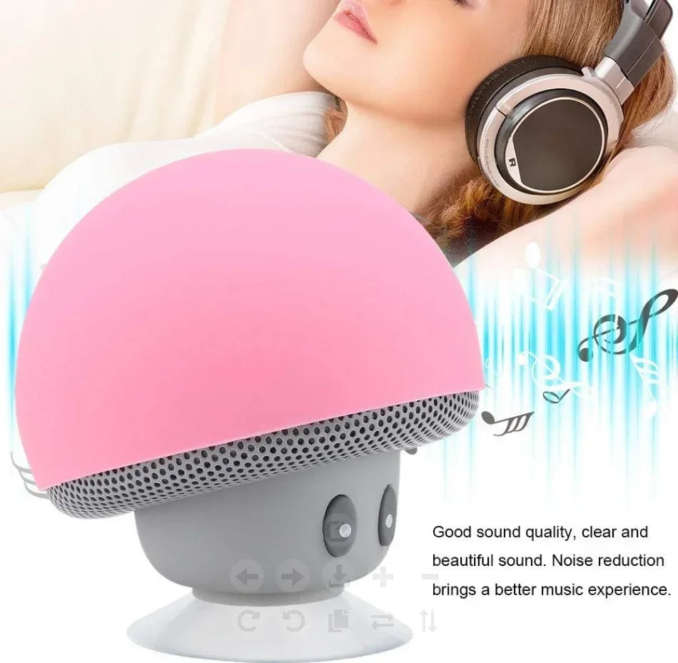 Mini Speaker,Portable Mushroom Subwoofer Speaker,with Bottom Suction Cup and Builtin Microphone for HandsFree Calling