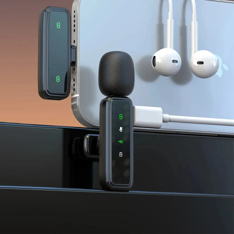 Wireless Lavalier Microphone Portable Audio Video Recording Mini Mic Adapter for iPhone Android Live Broadcast Gaming Phone Mic