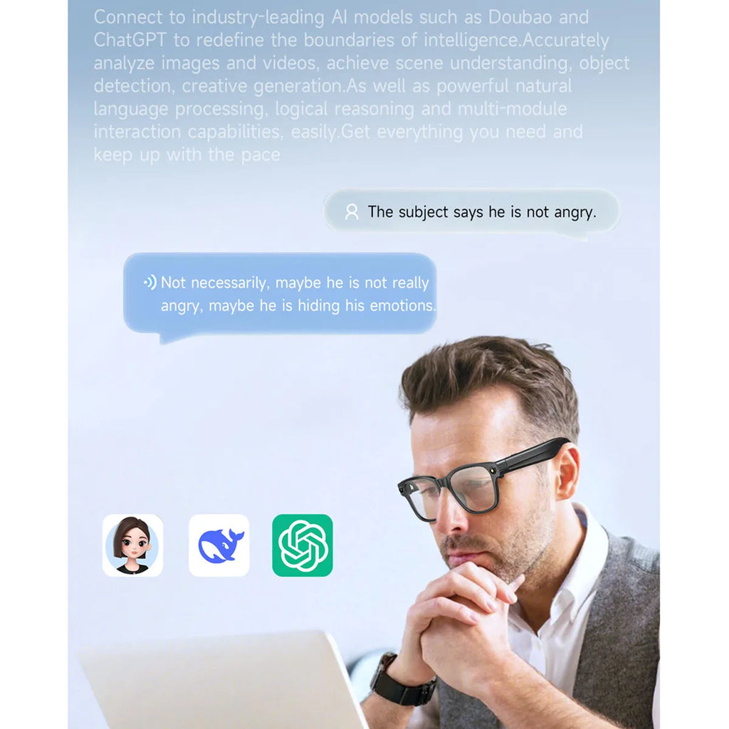 Smart Video Glasses Myopia Prescription Anti Shake Video Recording WIFI Bluetooth Transmission Object Recognition Smart Glasses