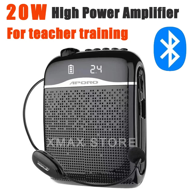 20W 2.4G Wireless / Wired Voice Amplifier Microphone Bluetooth 5.0 SpeakerTeacher School Tour Guide Portable FM Radio Megaphone