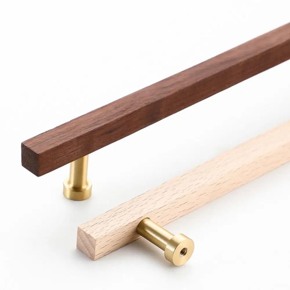 Light Luxury Walnut Wood Wood Cabinet Handles Beech Wood Modern Drawer Pulls Minimalist Luxury Design Cabinet Pulls Kitchen