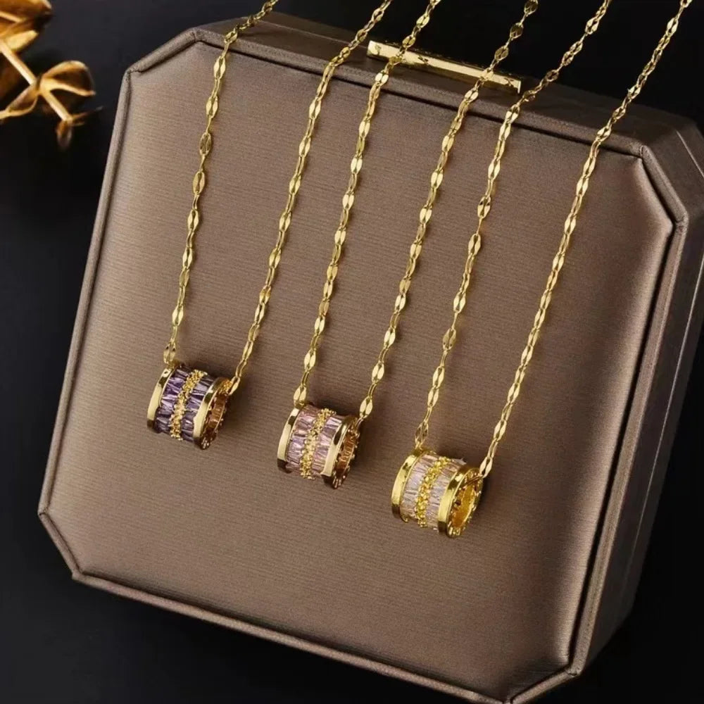 New small waist necklace. Fashionable and colorful zircon pendant, simple and stylish women's necklace, exquisite birthday gift.