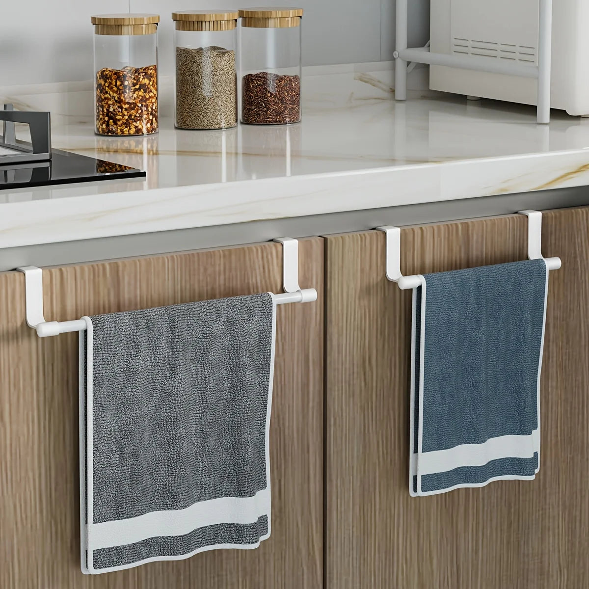 1 kitchen towel rack, cabinet door style towel bar, suitable for hanging towels on cabinet doors, kitchen towel storage rack