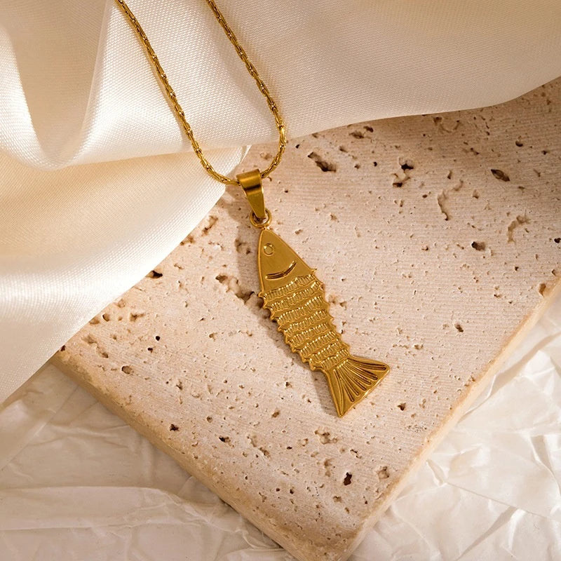 New Necklace Colorful Fish Stainless Steel Trendy Metal Jewelry Colored Rope Choker Women Accessories Gift Collar