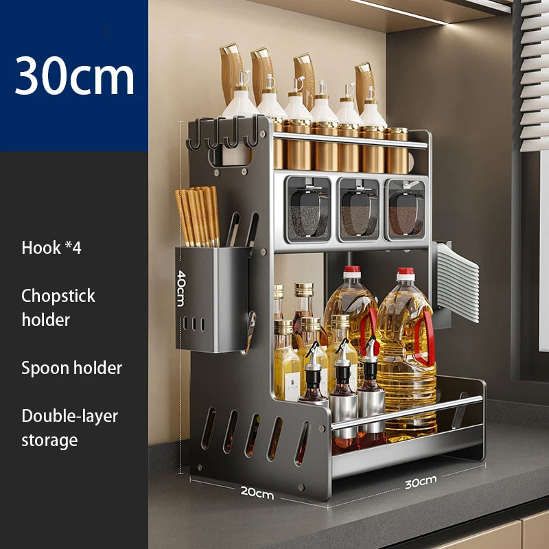 Kitchen Spice Racks Home Kitchen  Cabinet Seasoning Holder Cutlery Holder Modern Multifunction Organizers Shelves Removable