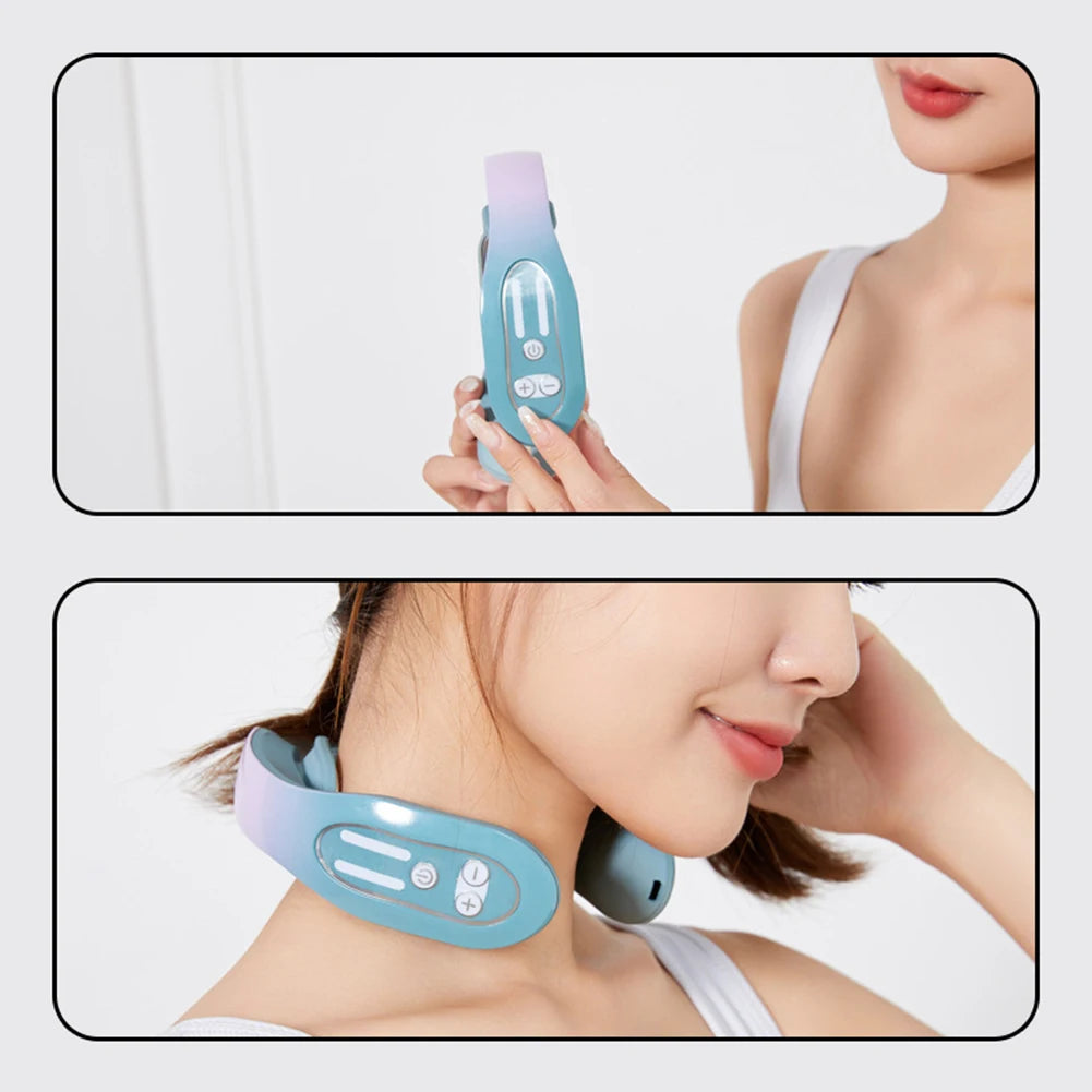 EMS-Neck Acupoints Lymphvity Massager Device Intelligent Neck Massager With Heat for Neck Shoulder
