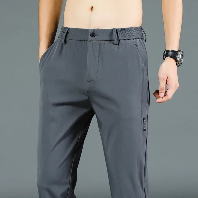 2024 Summer New Thin Ice Silk Stretch Men's Pants Casual Elastic Waist Smooth Trouser Pants Male Brand Clothing 5 Colour