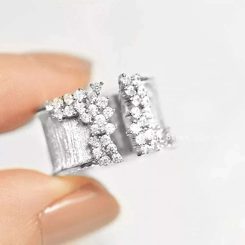 Vintage Female White Zircon Stone Ring Classic Gold Color Big Engagement Ring Charm Crystal Round Wedding Rings For Women