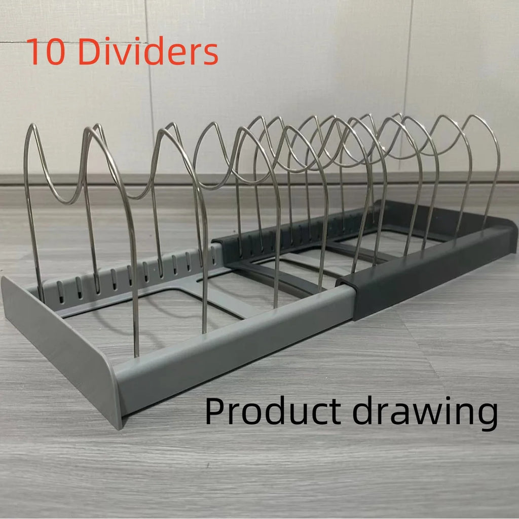 Kitchen Cabinet Organizers for Pots and Pans Expandable Stainless Steel Storage Rack Cutting Board Drying Cookware Shelf