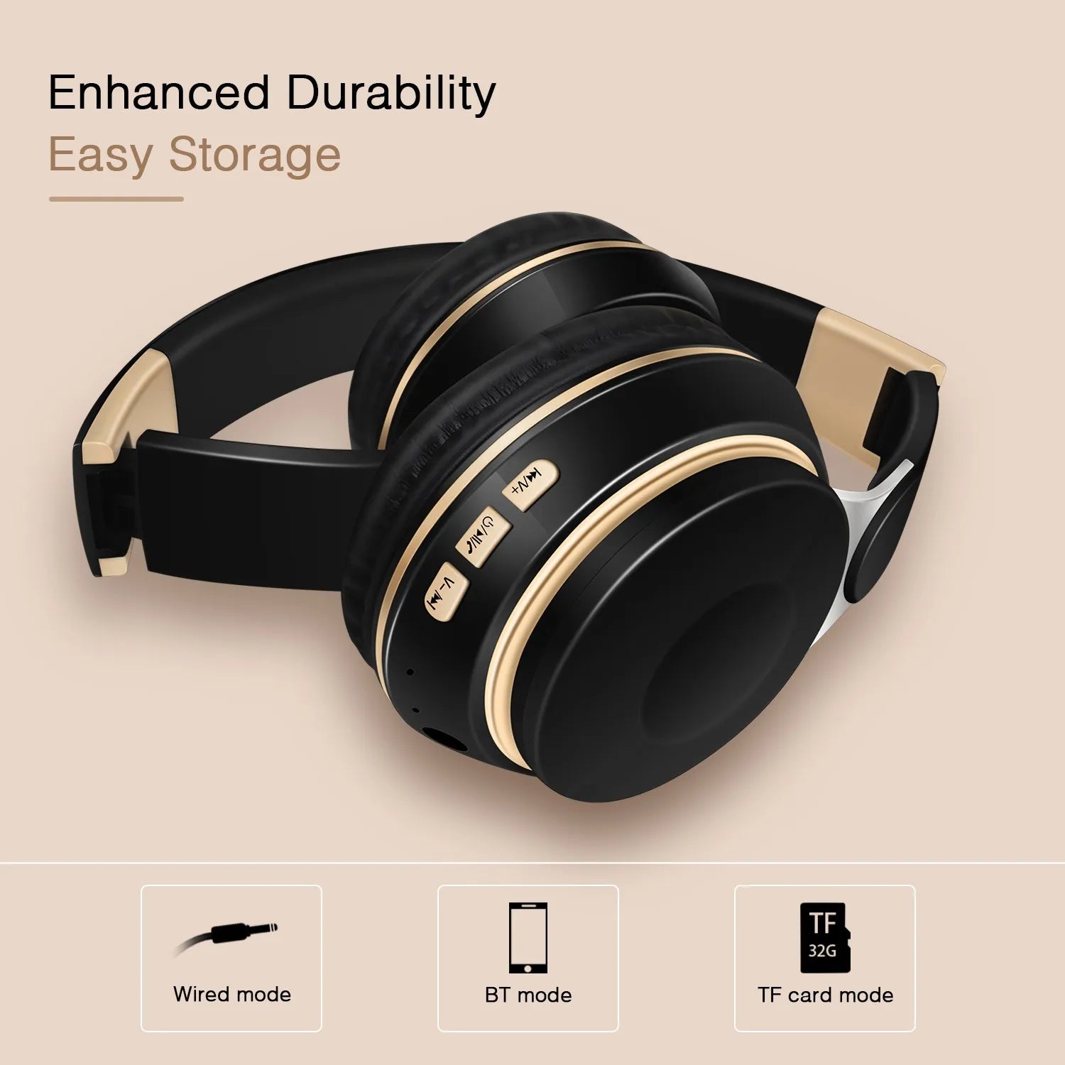 2026 Wireless Bluetooth Headphones Stereo Headband Headset with SD Card Support And Mic for iPhone Samsung Tablet