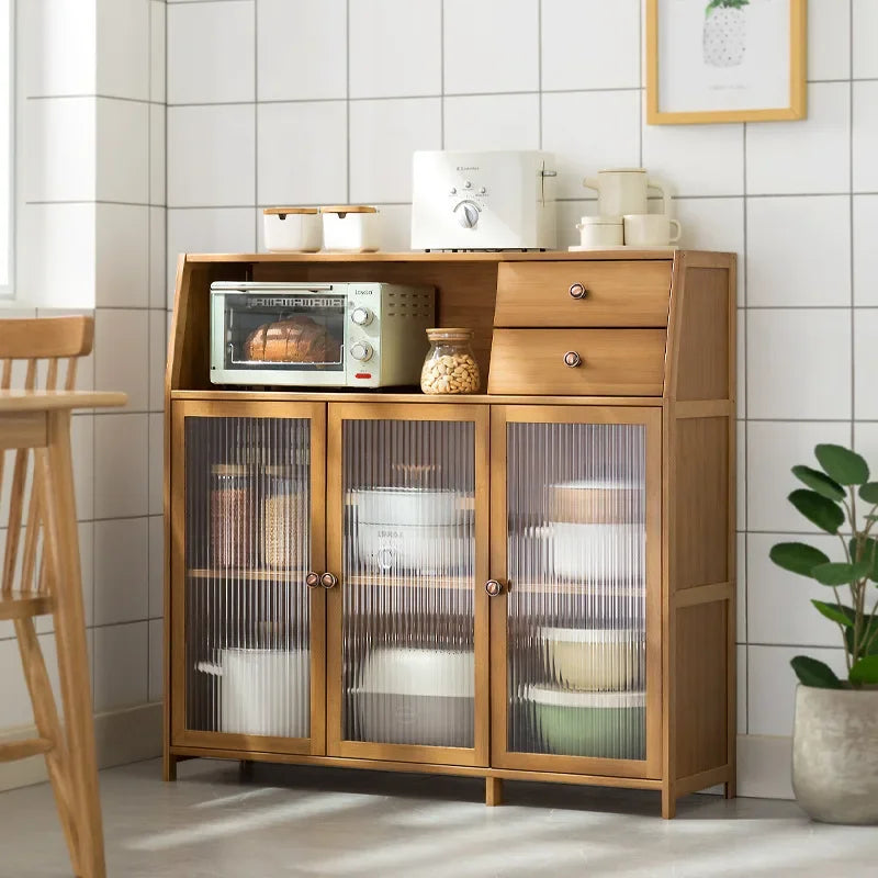 Kitchen Shelves Storage Cabinets Lockers Floor-to-Floor Pots Dishes Seasoning Supplies Household Cupboards