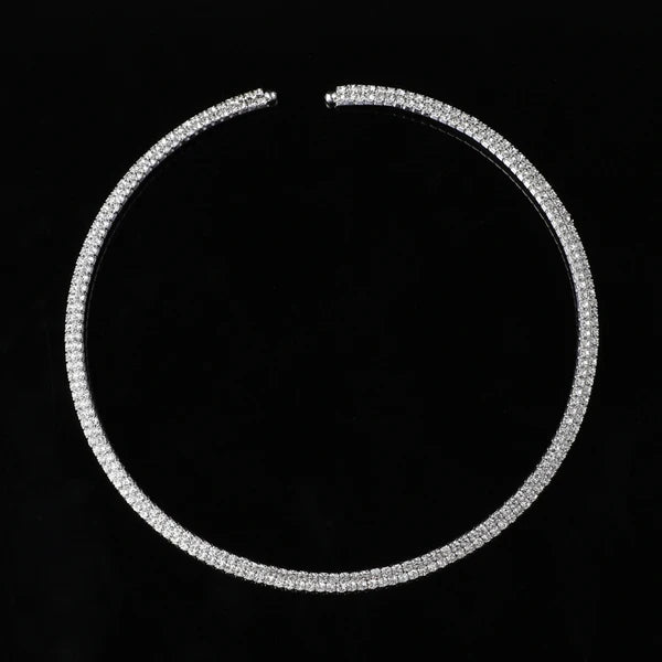 TREAZY Women Diamante Rhinestone Choker Necklace Silver Color Wedding Bridal Party Crystal Collar Choker Chain Necklace Jewelry