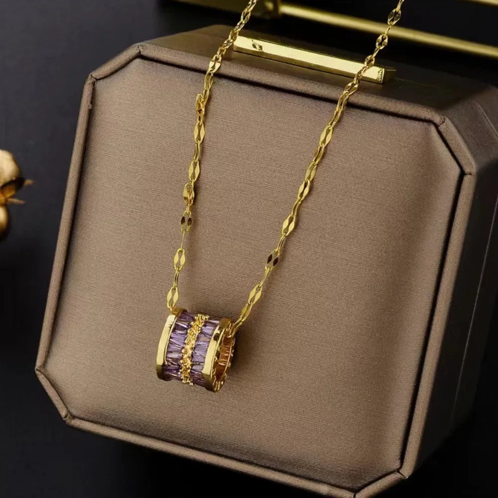 New small waist necklace. Fashionable and colorful zircon pendant, simple and stylish women's necklace, exquisite birthday gift.