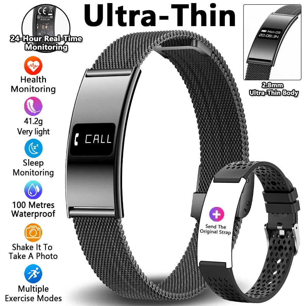 2026 New Ultra-thin Smart Watch Men Health Smart Bracelet Women Sports Fitness Waterproof Heart Rate Sleep Monitoring Wristbands